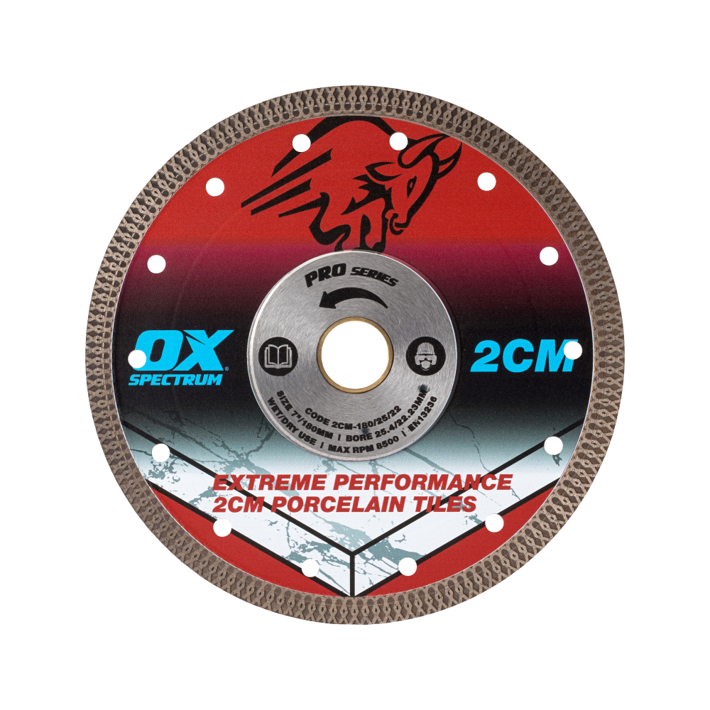 OX Pro 2CM Porcelain Cutting Blade - 180/25.4/22.23mm