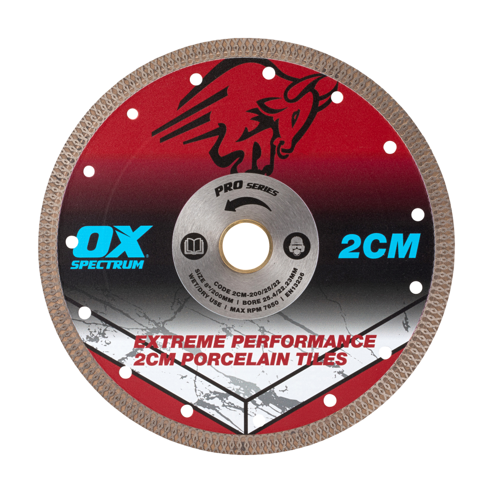 OX Pro 2CM Porcelain Cutting Blade - 200/25.4/22.23mm