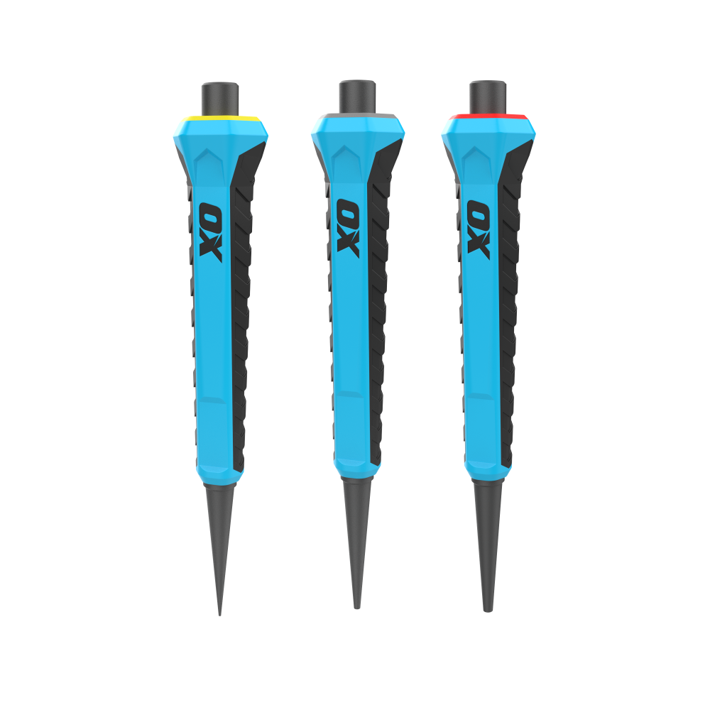 OX Pro Nail Punch w/ Grip 3-Pack - 0.8mm, 1.6mm, 2.4mm