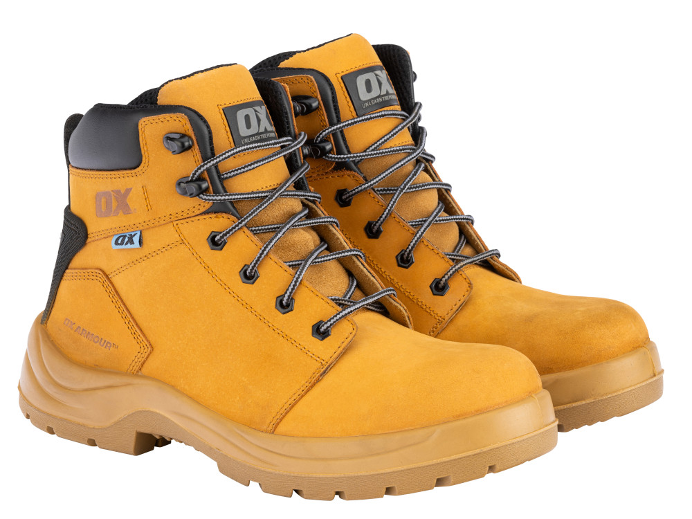 OX Attitude Honey Nubuck Leather Safety Boots - Size 7