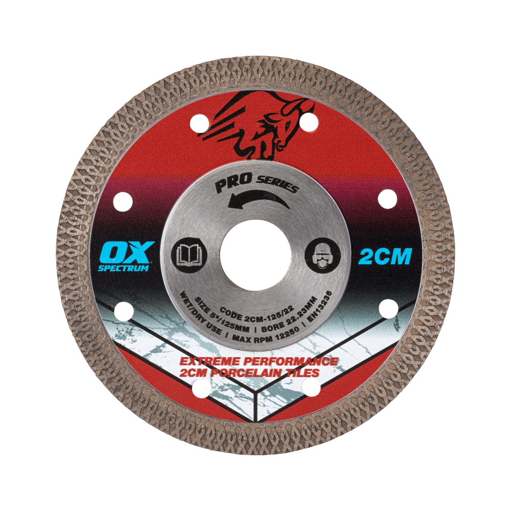 OX Pro 2CM Porcelain Cutting Blade - 125/22.23mm - OX Tools UK