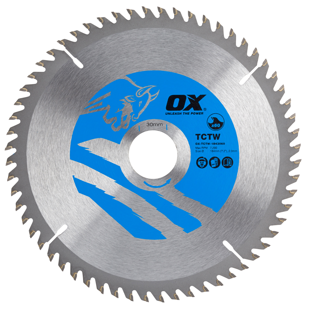 OX Wood Cutting Circular Saw Blade 184/30mm, 60 Teeth ATB